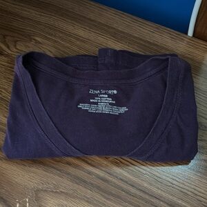 Zena Sport V-Neck 3/4 Length Sleeves Eggplant Purple Tee Women’s Large L